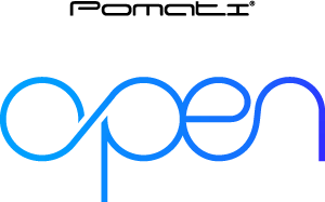 logo pomati open Sfumatura Blu